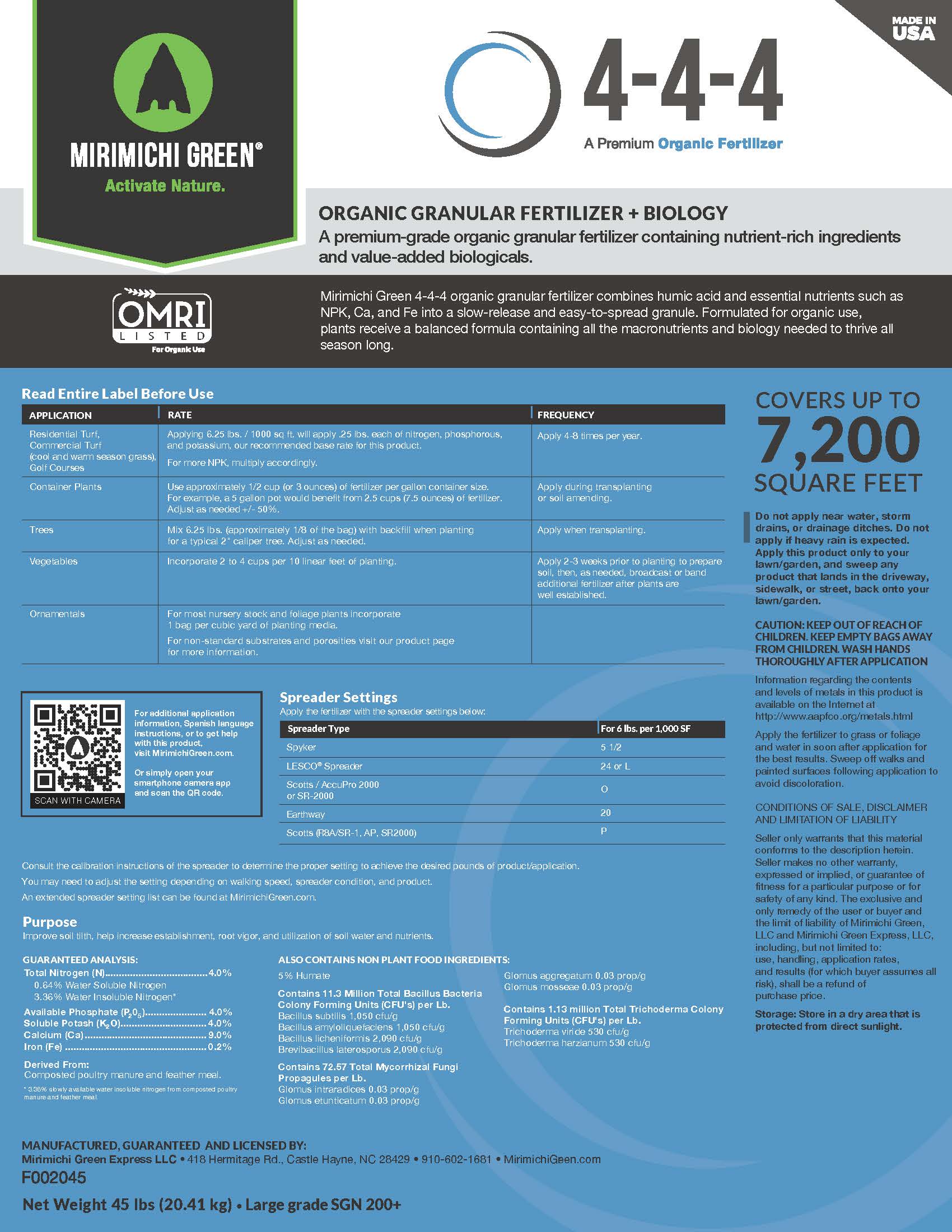 4-4-4 Organic Granular Fertilizer with Biology